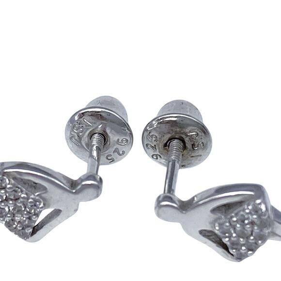 Ballerina Dancer Girl Rhinestone Tutu Stud Earrings | Vintage Sterling 925 - Picture 2 of 6